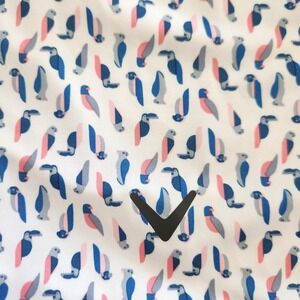 Callaway Mens XL Polo All Over‎ Print Opti-Dri Stretch Cooling Golf Shirt Birds